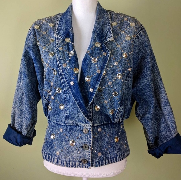 VTG Allison International Embellished Denim Jacket - Picture 1 of 3